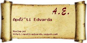 Apáti Edvarda névjegykártya